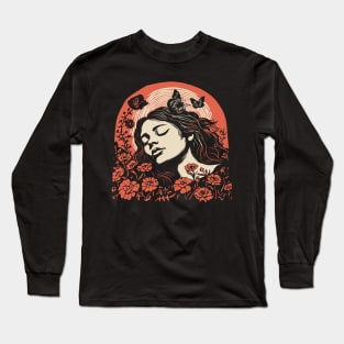 Linocut Woman Long Sleeve T-Shirt